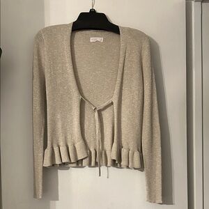 Women's Beige Ruffle Hem Sweater